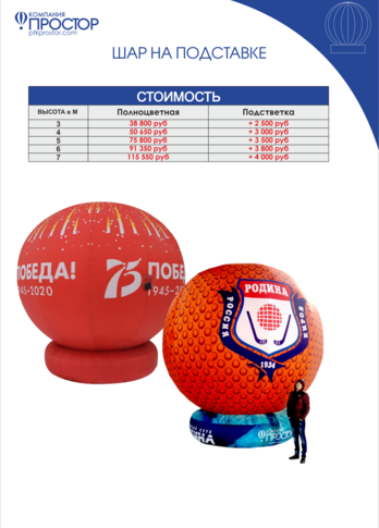 Надувная фигура Шар на подставке