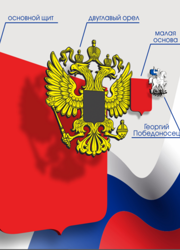 Герб РФ, основа оргстекло с УФ печатью (многослойный) (30 * 35см)
